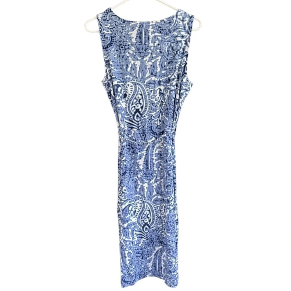 NWT Chico’s Brandi Midi Dress Royal Oak Blue White Size Medium